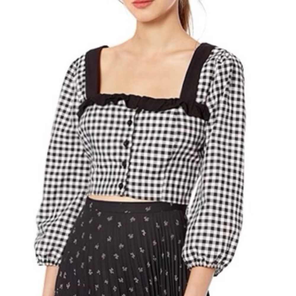 gingham BCBG blouse shirt like new S